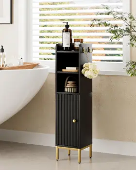 Aepoalua B0f4xfbv9x Narrow Bathroom Storage Cabinet 33.2 Inch H Thin Free Standing Floor Organ