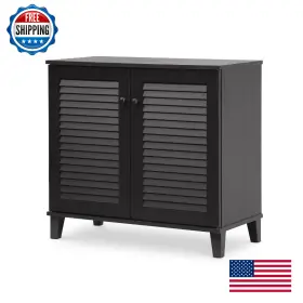 Baxton Studio B00pn9xba4 Coolidge Espresso Wood Shoe Storage Cabinet 4-shelf