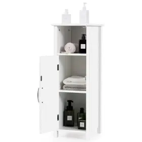 Costway B0chrpx67p Narrow Bathroom Storage Cabinet Freestanding Adjustable Shelf White