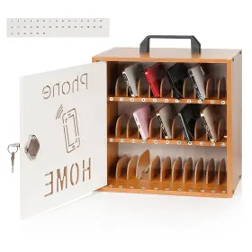 Echaprey B0dph3z94p 33 Slot Wooden Cell Phone Holder Classroom Office Organizer With Lock