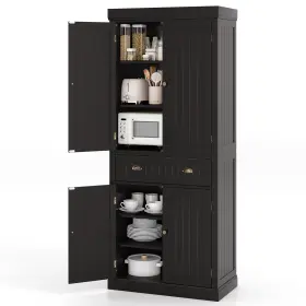 B08XMDG7JR GLACER Nightcore Freestanding Kitchen Pantry Wood