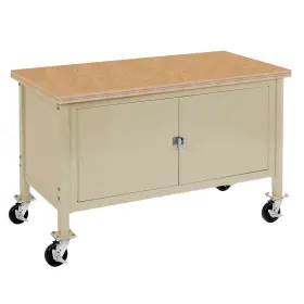 Global Industrial 249221tn Mobile Workbench With Security Cabinet Shop Safety Edge 60 Inch W X 30 D Tan