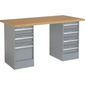Global Industrial 300746 72 Inch W X 30 D Workbench 1-1/2 Square Edge Shop Top 3 Drawer/4 Drawer