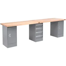 Global Industrial 607975 120 Inch Wx30 D Production Workbench Maple Square Edge Top 2