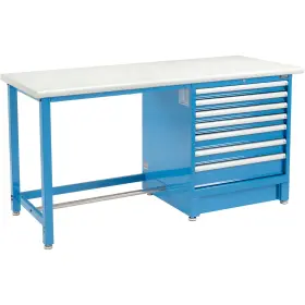 Global Industrial 711168 72 Inch Wx30 D Modular Workbench With 7 Drawers Plastic Laminate