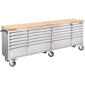 Grizzly T27877 96 Inch 24-drawer Stainless Steel Industrial Tool Cabinet