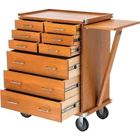 T33975 GRIZZLY Oak Roller Cabinet Table #2