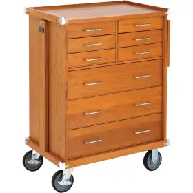 T33975 GRIZZLY Oak Roller Cabinet Table #3