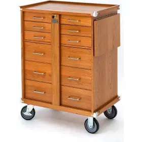 T33975 GRIZZLY Oak Roller Cabinet Table