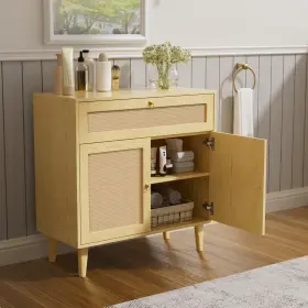 B0FM3RF2TW GRUSIGN Rattan Storage Cabinet Drawer Bathroom Roo