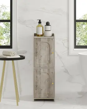B0D3LVMCGT HZUANERI Corner Floor Cabinet Doors Shelves Stor