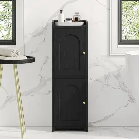 B0D3LW2CVL HZUANERI Corner Floor Cabinet Bathroom Doors Shelf