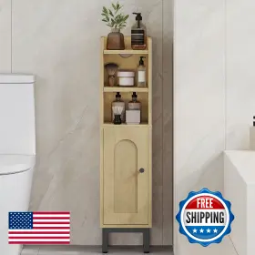 Hzuaneri B0fflm9kt2 Bathroom Storage Cabinet Small Corner Floor With Door And Shel