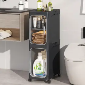 Khnr B0ff25rp4s 2-tiers Slim Bathroom Storage Cabinet Foldable Cabinets Narrow Bat