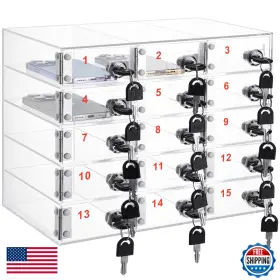 Layhit B0cty69633 15 Slots Cell Phone Locker For Classroom Clear Acrylic