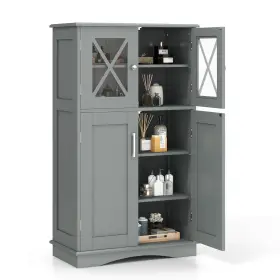 B0D6B46LVZ TANGKULA Freestanding Floor Cabinet Glass Doors