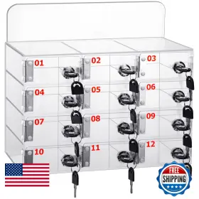 Threan B0btg9j2dz 12 Slot Cell Phone Storage Acrylic Clear Cabinet Wall
