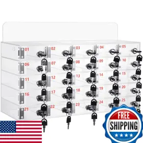 Threan B0c7w1ryk2 25 Slot Cell Phone Storage Clear Cabinet Wall Mounted