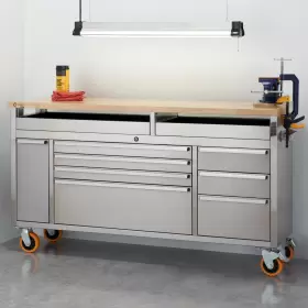 313101457490 TRINITY Steel Rolling Workbench Clampable Raised