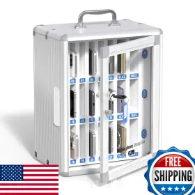 Zorvidson B0czmr9c5t 24 Slots Cell Phone Locker Classroom Storage Cabinet Key Wall