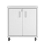 Garage Mobile Cabinet 31.5 2 Adjustable Shelves Metal White Fortress Manhattan. Fixed Price $299.99.