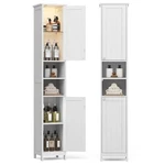 Vasagle Tall Storage Cabinet W/ Lights, Slim, Freestanding, Adjustable Shelves. Fixed Price $122.83.