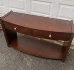 Heavy Espresso Wood Crescent Console Table Drawers Shelf Sofa Entryway 50 Rack. Fixed Price $275.96.