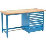 Global Industrial 72wx30d Modular Workbench 7 Drawers Maple Butcher Block Safety. Fixed Price $2476.42.