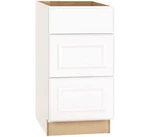 Hampton Satin White Raised Panel Assembled Drawer Base Kitchen Cabinet With Draw. Fixed Price $452.91.