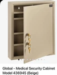 Global Industrial Med Security Cabinet 436945 14 W 3-1/8 D 17-1/8 H New Nib. Fixed Price $128.69.