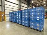 Orbis Stakpak Blue Stackable Plastic Tote Container Bin 24x22x14" Lot Of 24. Fixed Price $398.99.
