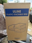 3-pack Uline S-12422blu Heavy Duty Plastic Stackable Bins 18x16x11 Blue. Fixed Price $40.00.