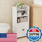 Homhedy Small Bathroom Storage Cabinet Freestanding Toilet Paper Keeper 2 Doors. Fixed Price $80.44.