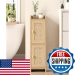 Akxomel Rattan Small Bathroom Cabinet With 2 Doors, 7.9''d X 7.9''w Narrow Toile. Fixed Price $87.39.