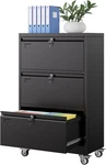Aobabo 3 Drawer Lateral File Cabinet With Wheels,metal Filing Loc. Fixed Price $228.80.