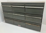 Vintage Equipto 9 Drawer Steel Tool Hardware Storage Cabinet 34" X 20" 11". Fixed Price $100.00.