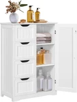 Yaheetech Wooden Floor Cabinet, Side Storage Organizer With 4 Drawers And 1 Cupb. Fixed Price $120.99.