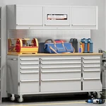 72"rolling Tool Chest 15lockable Drawer Cabinet Wood Top Garage Workshop Storage. Fixed Price $1706.39.