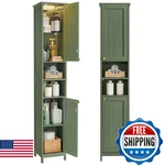 Vasagle Tall Storage Cabinet W/ Lights, Slim Freestanding, Adjustable Shelves. Fixed Price $150.01.
