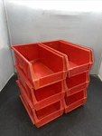 Lot Of 6 Red Akro-mils Akrobins Hang/stack Storage Bins No. 30 220-5. Fixed Price $14.99.