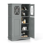 Tangkula Freestanding Floor Cabinet W/2 Glass Doors, 3-level Adjustable Shelves,. Fixed Price $163.26.