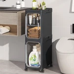Khnr 2-tiers Slim Bathroom Storage Cabinet, Foldable Cabinets,narrow Bat. Fixed Price $59.53.
