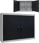 Vidaxl Wall Mounted Tool Cabinet Industrial Style Metal Gray And Black Storage. Fixed Price $137.00.