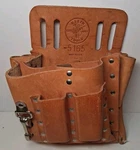 Klein Tools 5165 10-pocket -tan Leather Tool Pouch, W/ Husky Belt Pouch Exc Cond. Fixed Price $79.95.