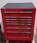 Proto Jstv2739rs07rd Rolling Tool Cabinet, Red, 27-1/8" Wide, 7 Drawer. Fixed Price $1134.41.