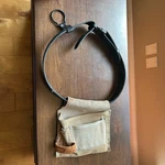 Rooster Tough Nail And Tool Bag Belt Tooled Suede Leather Hide & Velcro. Fixed Price $24.99.