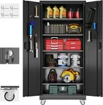 Aobabo Lockable Metal Garage Storage Cabinet W/ Pegboard, 5 Adjustable Shelves,. Fixed Price $212.63.