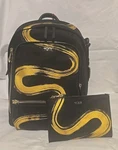 Tumi Set - Voyageur Halsey Backpack & Pouch-gold Brush Stroke -lot Of 2. Fixed Price $385.00.