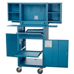 Global Industrial Mobile Fold-out Computer Security Cabinet Blue Unassembled. Fixed Price $591.53.