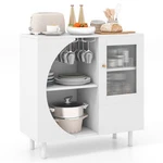 31.5-inch Freestanding Storage Cabinet With Drawer & Crescent-shaped Flap,. Fixed Price $163.78.